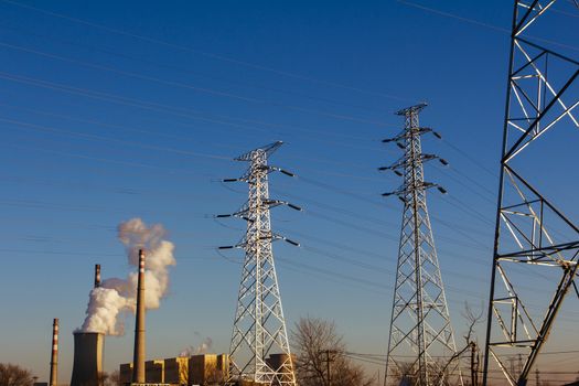 Power tower with the sky background