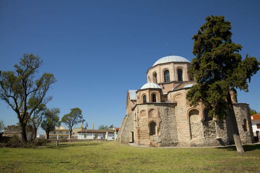 The Byzantine church of Panagia Kosmosoteira. Located in the village Feres at north Greece