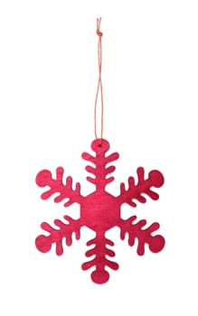 Wooden snowflake isolated on white background