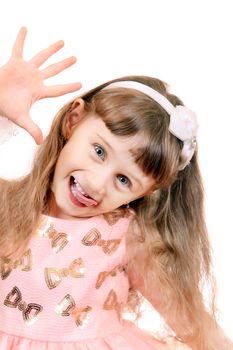 Cheerful Little Girl Isolated on the White Background