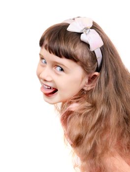 Cheerful Little Girl Isolated on the White Background