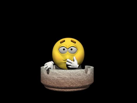 ashtray with a sick emoticon