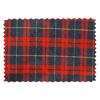 Tartan fabric swatch sample isolated over white background