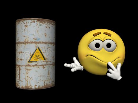 can of toxic product frightens an emoticon