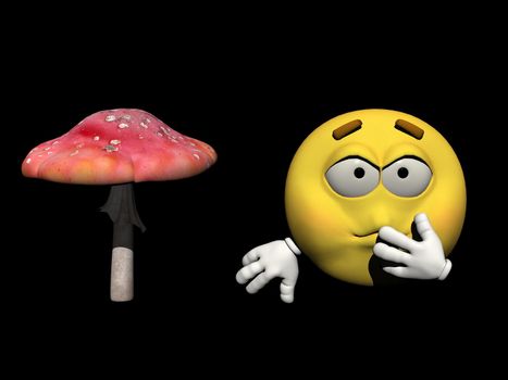 poisonous mushroom returns sick person an emoticon
