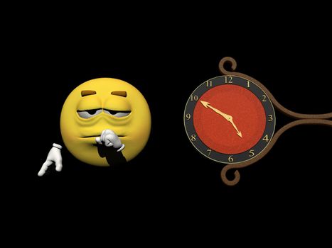 red clock which gives the happiness tires an emoticon