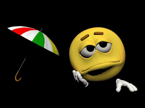 umbrella for the rain makes sad an emoticon