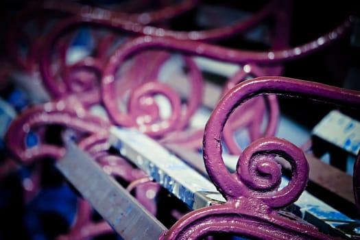 close up of Metal Garden Bench design