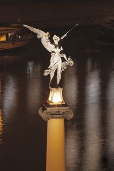 high angle view of angel statue on column at cechuv bridge