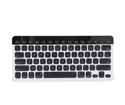 Modern aluminum computer keyboard isolated on white background