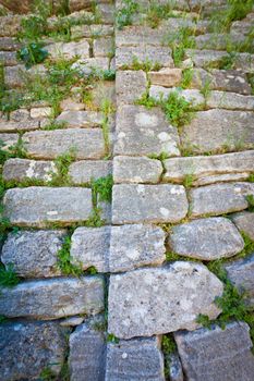 Detail of stones in acropolis wall at Troy in Turkey