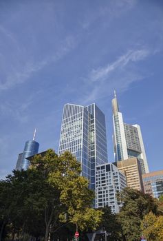 Frankfurt am Maine, Germany skyscrapers on a sunny day