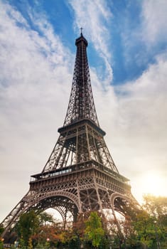 Eiffel tower in Paris, France in the morning