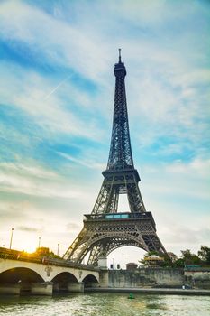 Paris cityscape with Eiffel tower in the morning