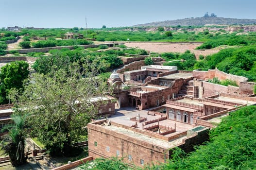 Ruins of temples of ancient city of Mandor, Jodhpur, Rajasthan, India