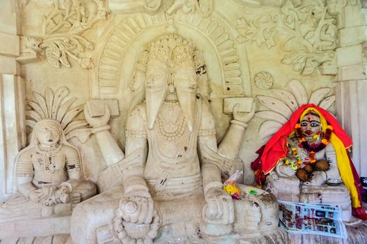 Ancient stone curved sculptures of Hindu God Lord Brahma