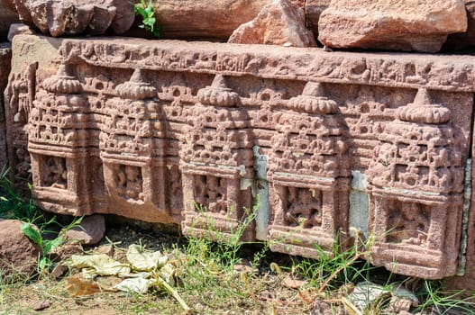 Ancient stonework of ruined temple of Mandor, Jodhpur, Rajasthan