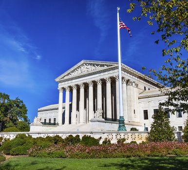 White US Supreme Court Flag Capitol Hill Washington DC