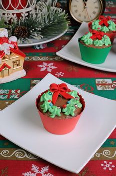 Christmas muffins in the form of a Christmas wreath