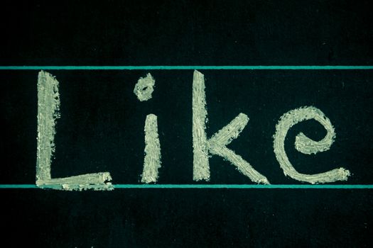 like word handwritten on black chalkboard