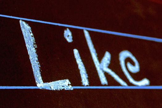 like word handwritten on black chalkboard
