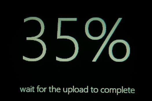computer screen 35% data completed