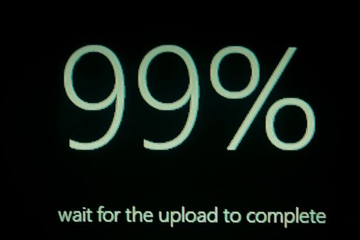 computer screen 99% data completed