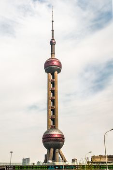 Shanghai, China - April 7, 2013: Oriental Pearl Tower skyscrapers building pudong Shanghai China