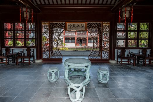 detail of Wen Miao confucian confucius temple in Shanghai China popular republic