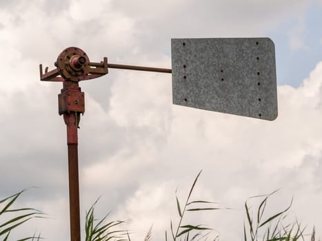 Old rusty broken windmill in Weerribben, Netherlands