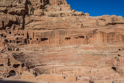 roman theater arena in Nabatean Petra Jordan middle east