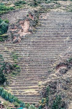 Pisac, Incas ruins in the peruvian Andes at Cuzco Peru