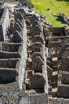 Machu Picchu, Peru - July 17, 2013: People tourist visiting Palace of the princess Machu Picchu, Incas ruins in the peruvian Andes at Cuzco Peru