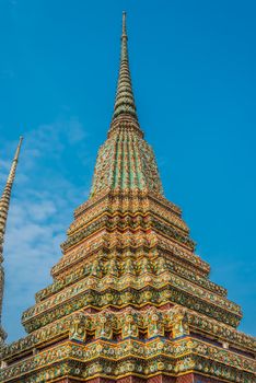 colorful chedi at Wat Pho temple Bangkok Thailand