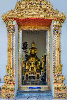 golden budha altar at Wat Pho temple Bangkok Thailand