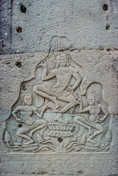 low relief carving prasat bayon temple Angkor Thom Cambodia