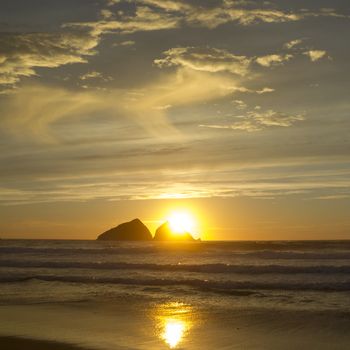 beautiful sunset at  holywell bay, newquay UK