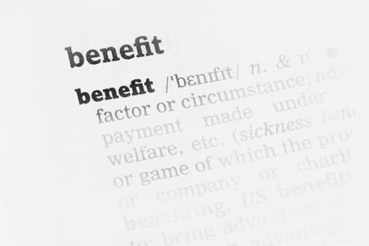 Benefit  Dictionary Definition single word with soft focus