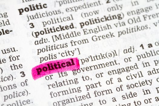 Political   Dictionary Definition single word with soft focus