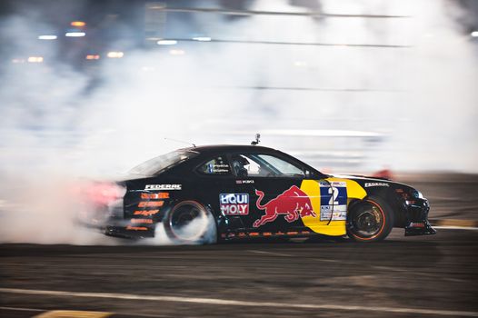 PATTAYA - NOVEMBER 30: Kiki Sak Nana competing during Thailand Drift Series 2014 at Chayapruek, in Pattaya, Thailand on November 30, 2014.