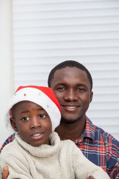 30-35, 4-6, african, apartment, background, beautiful, black, celebration, cheerful, child, christmas, cute, dad, family, father, gift, hair, happiness, happy, hat, home, homey, house, kid, leisure, life, living, model, old, parent, person, portrait, pretty, property, red, releases, room, sitting, son, together, two, vertical, xmas, years, young