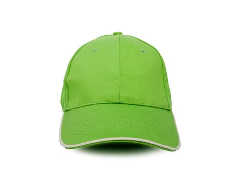 green baseball cap isolated on white background, studio shot