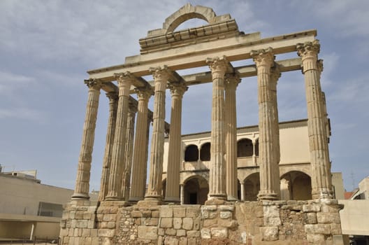 Roman Temple of Diana em Merida, Extramadura, Spain. 