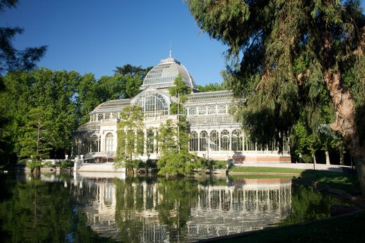 ancient Crystal palace in El Retiro park at Madrid Spain