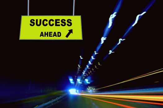A Notice Board On A National Highway tunnel  Showing Success Concept