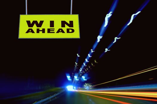 A Notice Board On A National Highway tunnel  Showing Win Concept