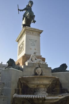 Monument to the Spanish King Philip IV in Plaza de Oriente, Madrid, Spain