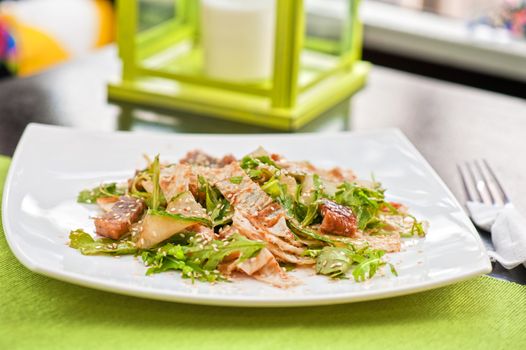 Salad with smoked eel. Japanese food