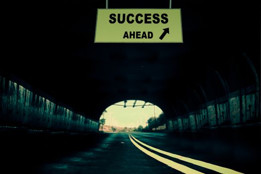 A Notice Board On A National Highway tunnel  Showing Success Concept