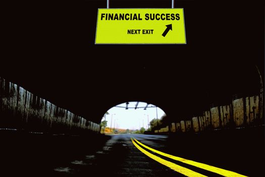 A Notice Board On A National Highway tunnel  Showing Financial Success Concept